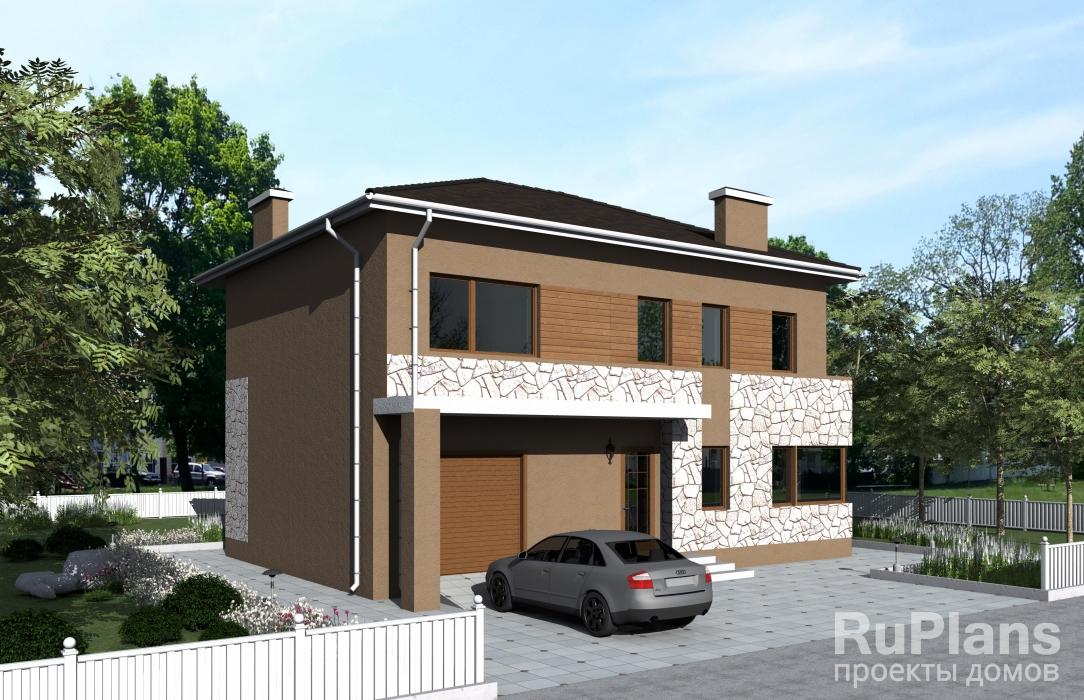 Проект двухэтажного жилого дома с гаражом «А» Rg4789 - Вид1