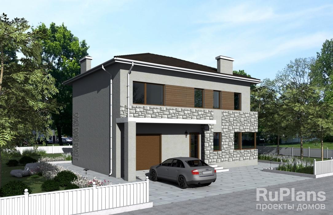 Проект двухэтажного жилого дома с гаражом «Б» Rg4790z (Зеркальная версия) - Вид1
