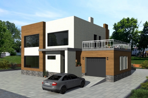 Rg4808 - Проект двухэтажного дома с большой террасой