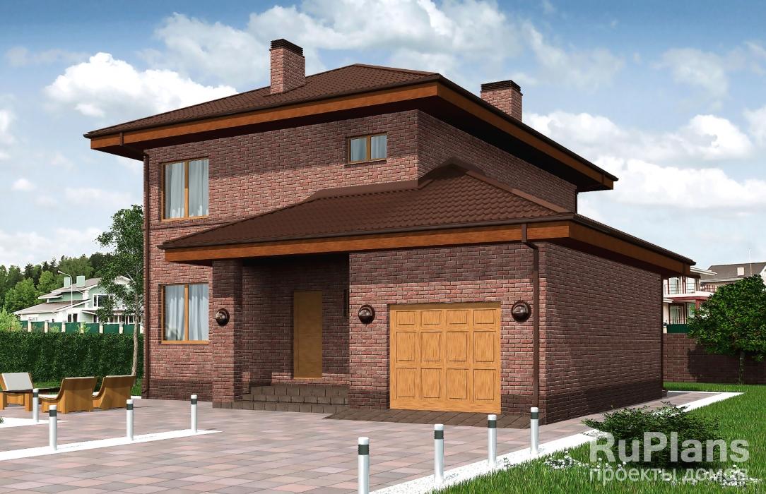Проект двухэтажного дома с гаражом Rg4818 - Вид1