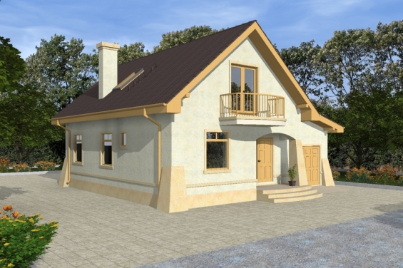 Rg4833 - Проект одноэтажного дома с мансардой и гаражом