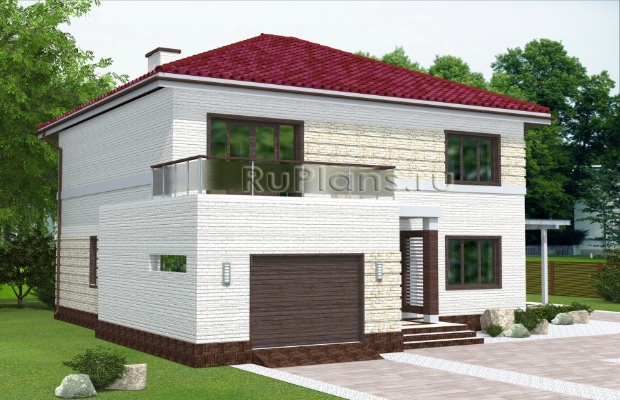 Проект двухэтажного дома с подвалом и гаражом Rg4875 - Вид1