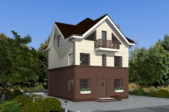 Rg4877 - Эскизный проект двухэтажного дома с мансардой