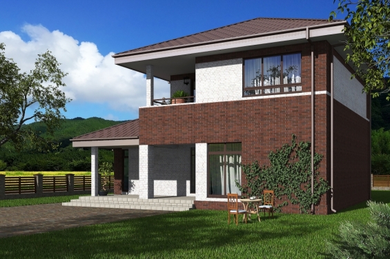 Rg4893 - Проект двухэтажного дома с террасой над гаражом