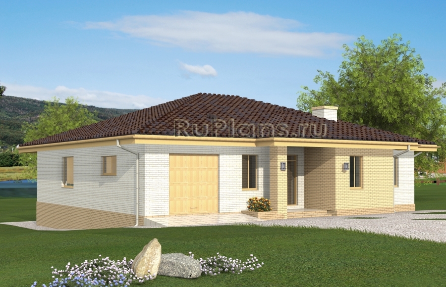 Проект одноэтажного дома на склоне Rg4901z (Зеркальная версия) - Вид1