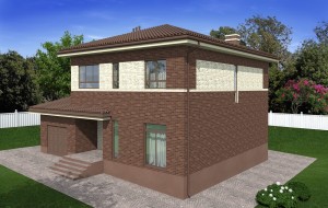 Проект двухэтажного дома с гаражом и балконом Rg4938