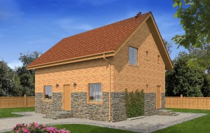 Загородный дом с мансардой и комбинированной отделкой фасада Rg4939