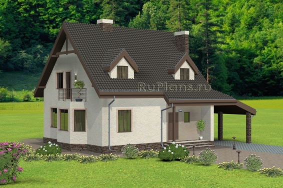 Rg4950 - Одноэтажный дом с мансардой и эркером
