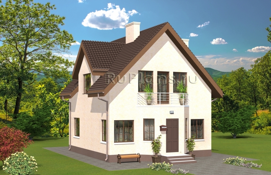 Проект одноэтажного дома с мансардой Rg4953z (Зеркальная версия) - Вид1