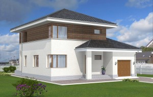 Проект двухэтажного дома с угловыми окнами Rg4955