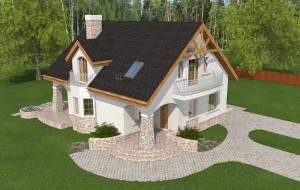 Проект дома с каменными колоннами Rg4956