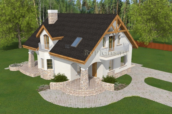 Rg4956 - Проект дома с каменными колоннами