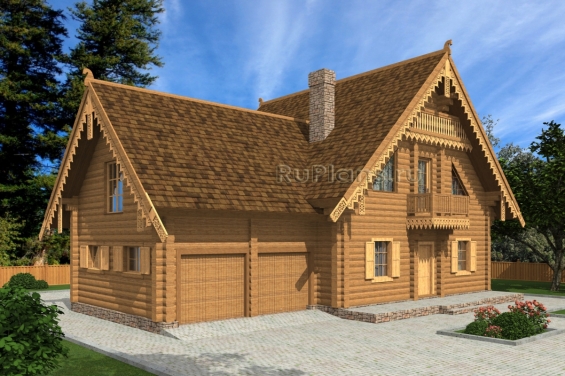 Rg4995 - Проект индивидуального одноэтажного жилого дома с мансардой в русском стиле