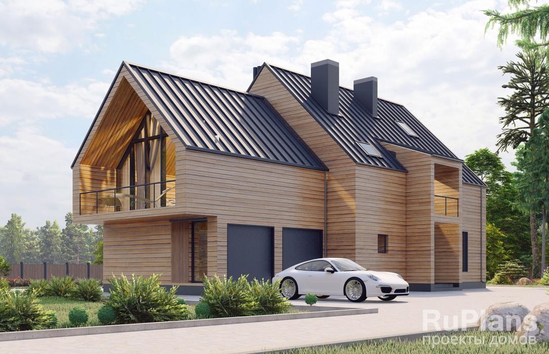 Проект одноэтажного жилого дома с мансардой в скандинавском стиле Rg4996 - Вид1