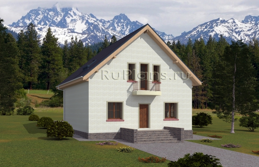 Проект лаконичного одноэтажного дома с мансардой Rg5019 - Вид1