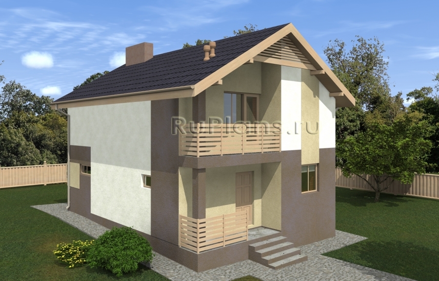Дом с мансардой и балконом Rg5040 - Вид1