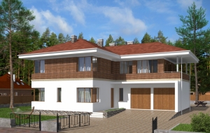 Двухэтажный дом с гаражом, террасой и балконами Rg5104