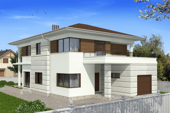 Rg5107 - Двухэтажный дом с подвалом, гаражом, террасой и балконами