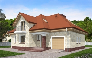 Одноэтажный дом с мансардой, гаражом, террасой и балконами Rg5120
