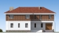 Двухэтажный дом с цоколем, гаражом, террасой и балконом Rg5128 Фасад1