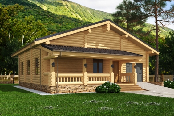 Rg5131 - Проект деревянного дома с террасами и гаражом