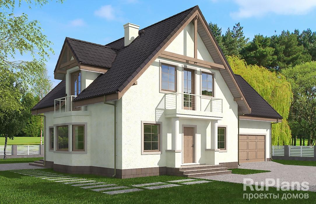 Проект одноэтажного жилого дома с мансардой, террасой и гаражом Rg5133z (Зеркальная версия) - Вид1