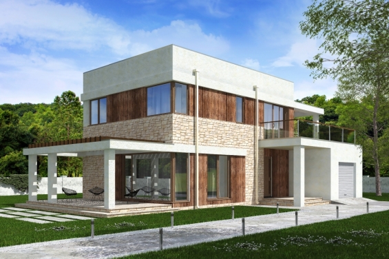 Rg5136 - Проект двухэтажного жилого дома с гаражом и террасами