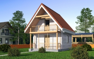 Одноэтажный дом с подвалом, мансардой, крыльцом и балконом Rg5140