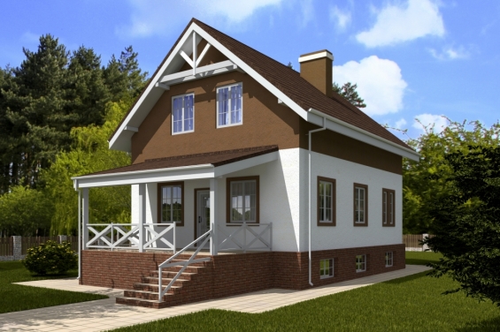 Rg5151 - Индивидуальный одноэтажный жилой дом с подвалом, мансардой и террасой