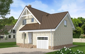 Одноэтажный дом с мансардой, гаражом, террасой и балконом Rg5176