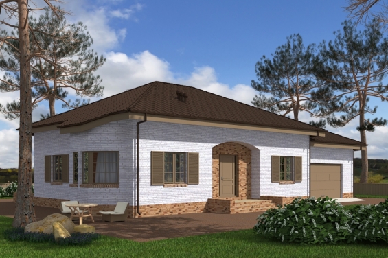 Rg5209 - Проект одноэтажного дома с террасой.