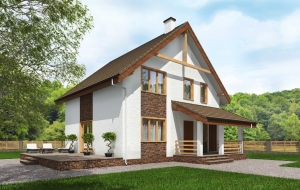 Одноэтажный дом с мансардой и террасой Rg5230