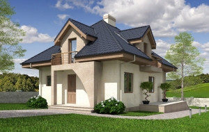 Одноэтажный дом с мансардой и террасой Rg5234
