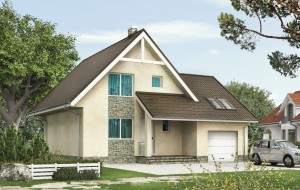 Одноэтажный дом с мансардой, гаражом и террасой Rg5263