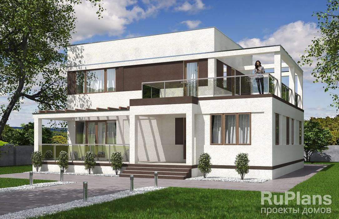 Проект двухэтажного жилого дома с террасами Rg5264 - Вид1
