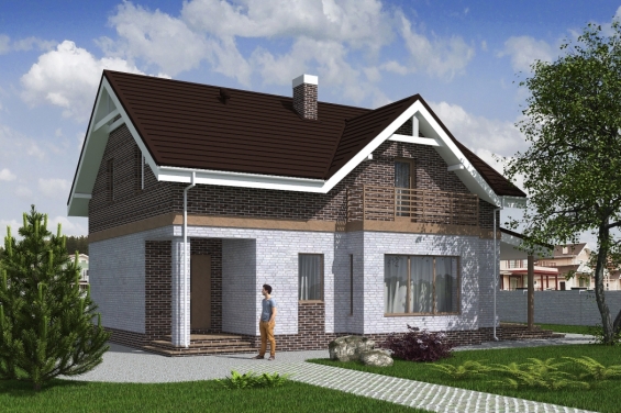 Rg5291 - Проект одноэтажного дома с мансардой и террасой