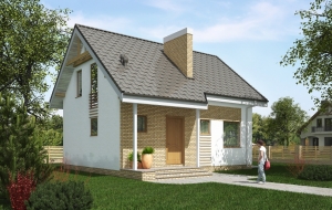 Одноэтажный дом с мансардой и террасой Rg5299