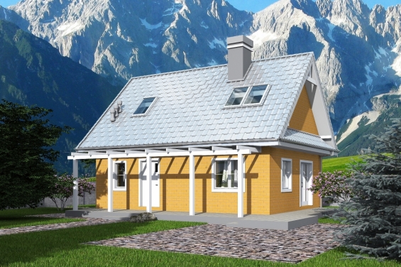 Rg5366 - Проект индивидуального одноэтажного жилого дома с мансардой