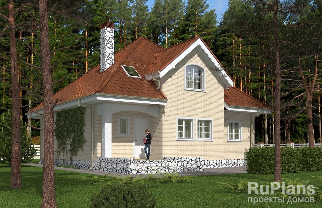 Проект одноэтажного дома с мансардой и террасой Rg5371z (Зеркальная версия) - Вид1