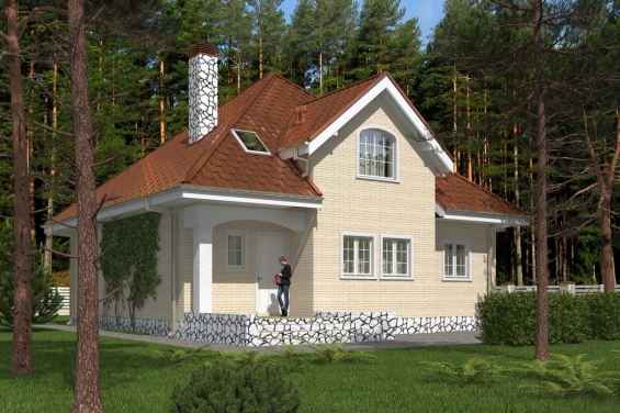 Rg5371 - Проект одноэтажного дома с мансардой и террасой