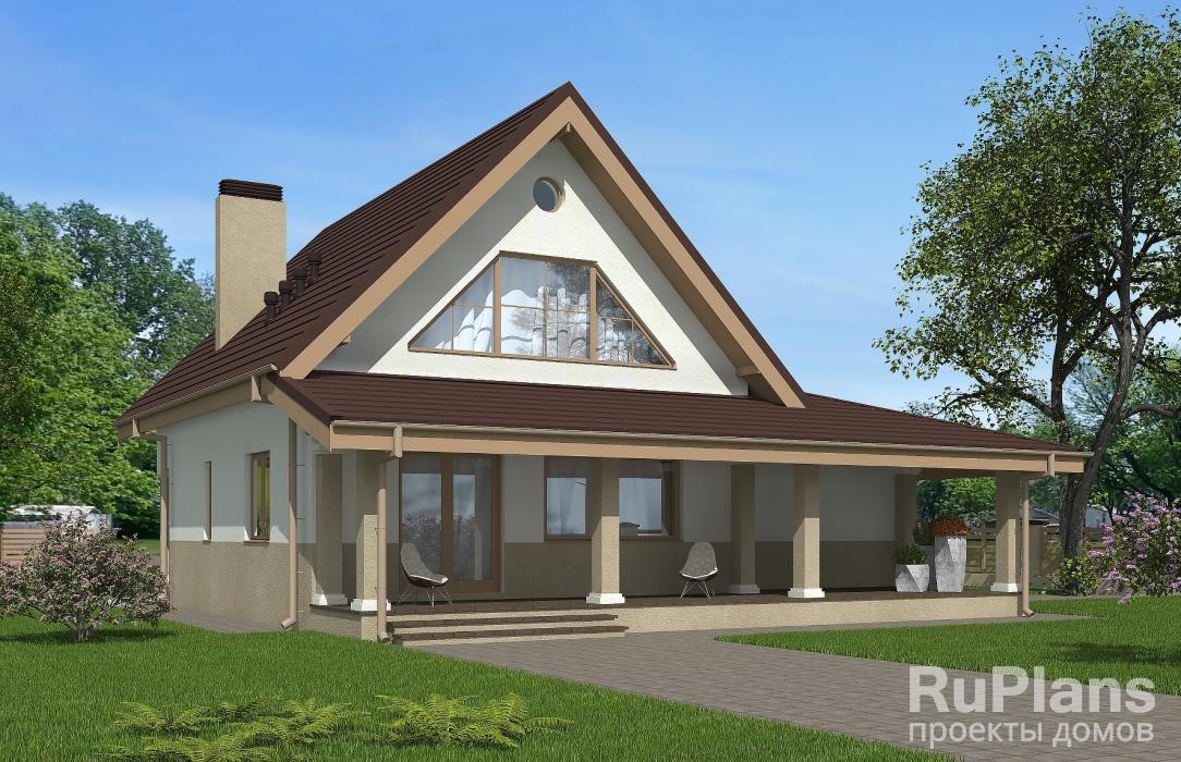 Rg5383 - Проект одноэтажного жилого дома с  террасой и мансардой