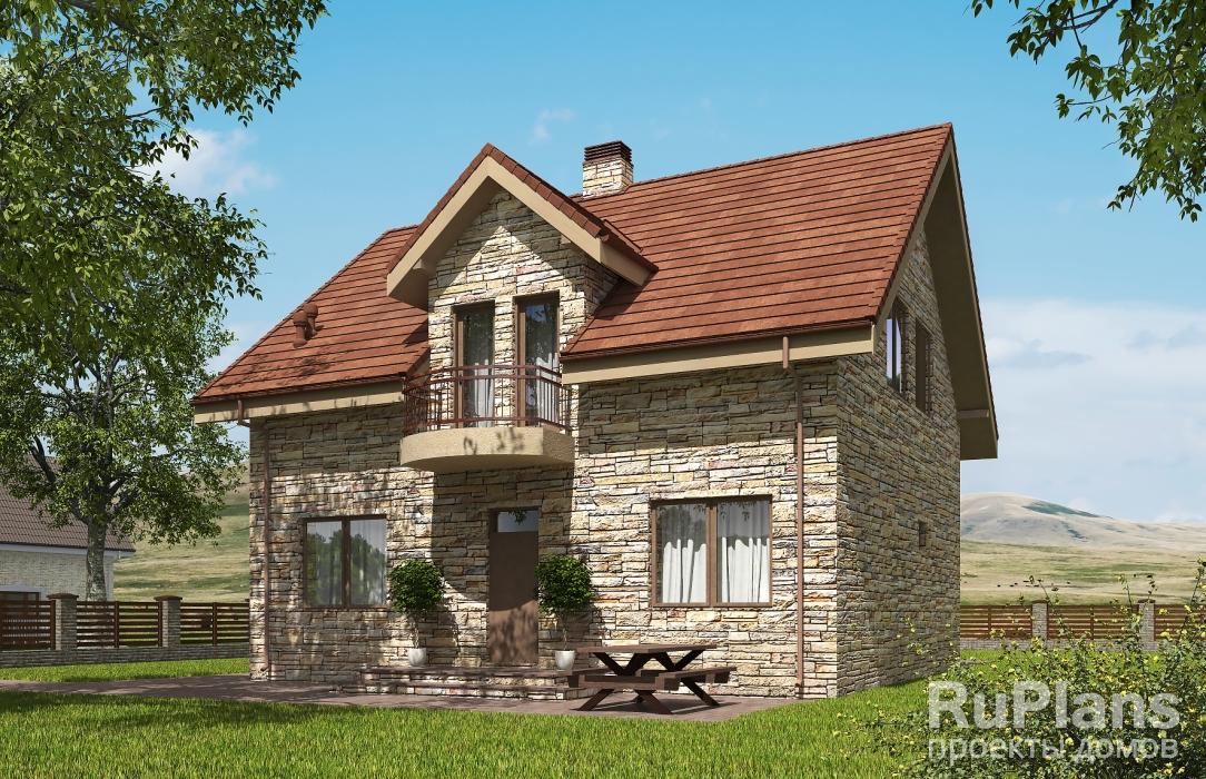 Одноэтажный дом с мансардой и  террасой Rg5403 - Вид1
