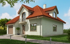 Одноэтажный дом с мансардой, гаражом и террасой Rg5413