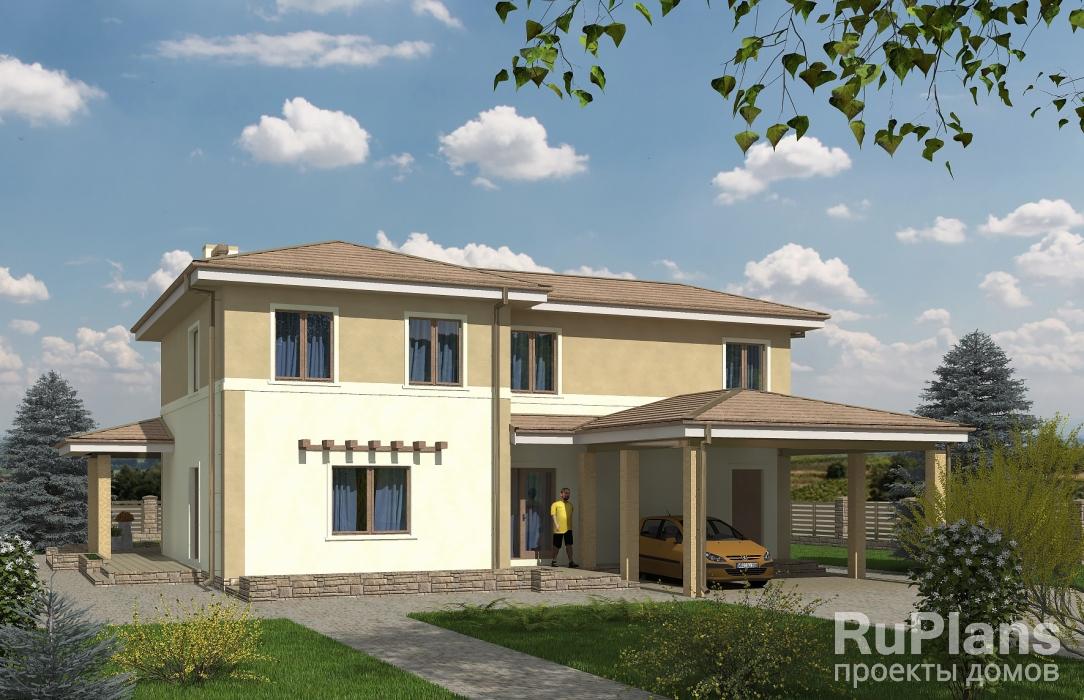 Проект двухэтажного дома с террасами Rg5427z (Зеркальная версия) - Вид1
