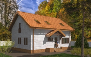 Проект одноэтажногго дома с мансардой и террасой Rg5440