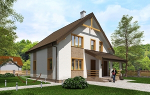 Одноэтажный дом с мансардой и террасой Rg5468