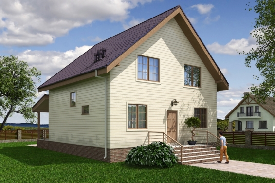Rg5469 - Одноэтажный дом с мансардой и террасой