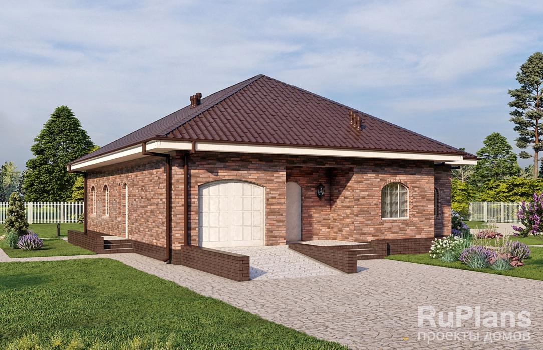 Rg5479 - Проект одноэтажного дома с террасой и гаражом