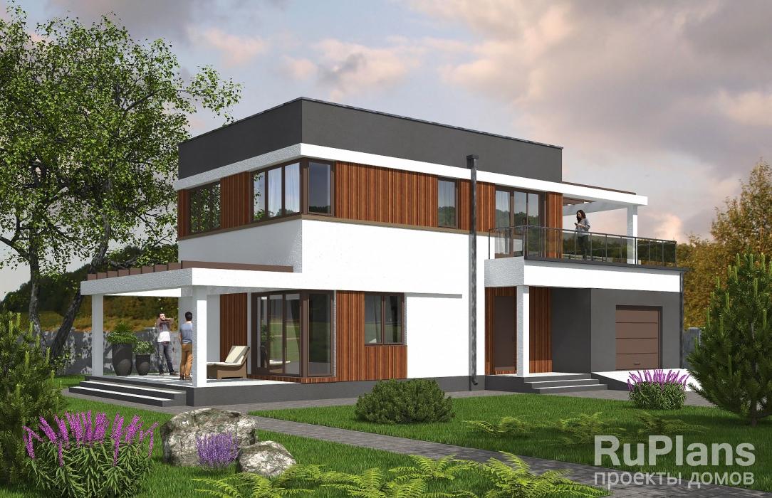 Rg5480 - Проект двухэтажного дома с террасой и гаражом