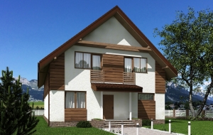 Одноэтажный дом с мансардой и террасой Rg5486
